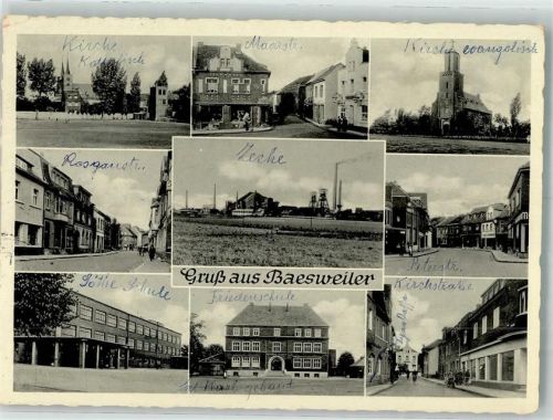 Baesweiler 1954 Zeche Kath. Kirche Ev. Kirche Notopfermarke Berlin