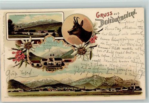 Benediktbeuern 1899 Gruss aus - Lithographie - Verklebungen