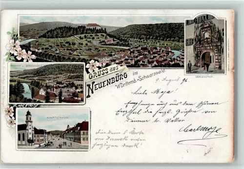 Neuenbürg 1896 Gesamtansicht Schlosstor Bahnhf Sensenfabik Hauptstraße