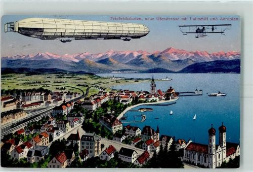 Friedrichshafen 1916 Luftschiff mit Aeroplan AK