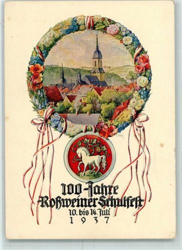 Roßwein 1937 100 Jahre Roßweiner Schulfest Blütenkranz