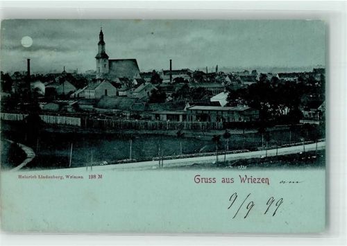 16269 O1313 Wriezen 1899 Mondschein Dorfkirche