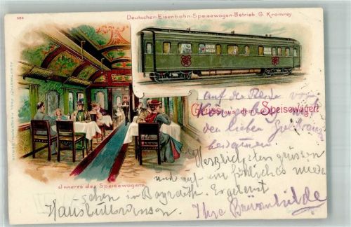 1899 Innenansicht Betrieb G. Kromrey Werbung Bahnpost Berlin-Dirschau Zug 2 1.3.99