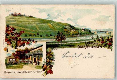 Tüllingen 1900 Gasthaus Zur Schönen Aussicht Ober-Tüllingen sign Gasthausstempel