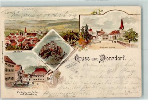 Donzdorf 1898 Schloss Kirche Scharfenschloss Marktplatz Rathaus Messelberg