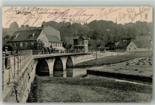 Erlangen 1907 Essenbacher Brücke Pferdefuhrwerk