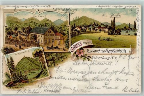 Schönberg 1900 Gasthaus Zum Kapellenberg Lithographie