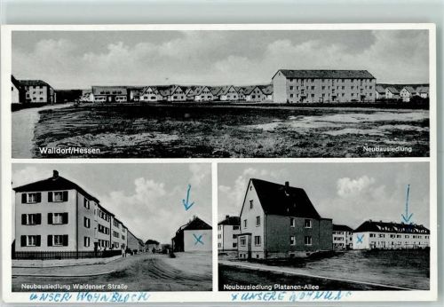 64546 W6082 Walldorf , Hess - Neubausiedlung Waldener Straße Neubausiedlung Platanen.Allee