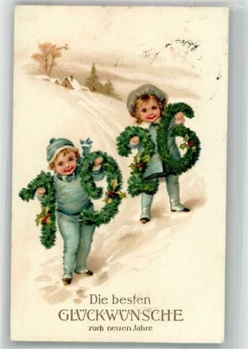 Neujahr 1926 Kinder mit Zahlen