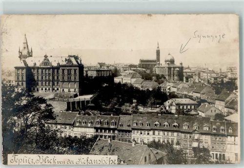 Teplice Blick von der Stefanshöhe mit Synagogue