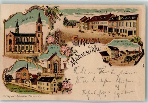 Marienthal 1901 Gruss aus Kloster Basilika Gasthaus zum Engel AK