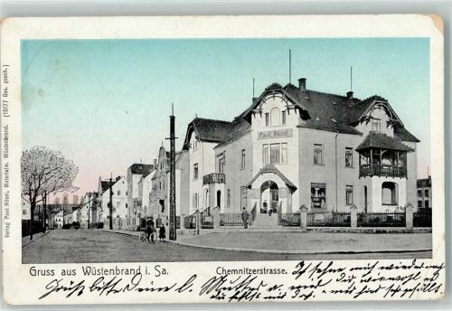 Wüstenbrand 1912 Chemnitzerstraße Fahrrad Geschäft Paul Hösel Bahnpost Dresden-Reichenbach