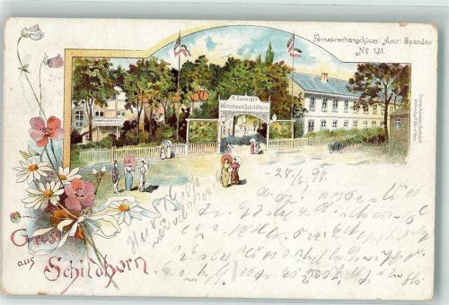 Schildhorn 1897 Gasthaus Schildhorn Bahnpost Berlin-Holzminden Zg. 33