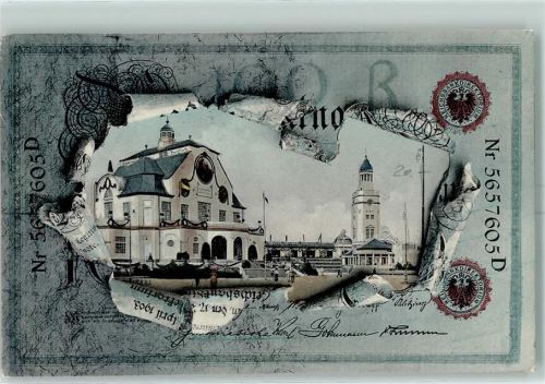 W8500 Nürnberg Durchbrochene Papierwand Landesausstellung Hauptrestaurant Verlag Trenkler Serie 1222- 3 AK Geldschein auf AK 1902