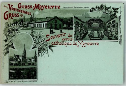 Moyeuvre-Grande Vereinshaus Kath. Kirche Lithographie/Mondschein