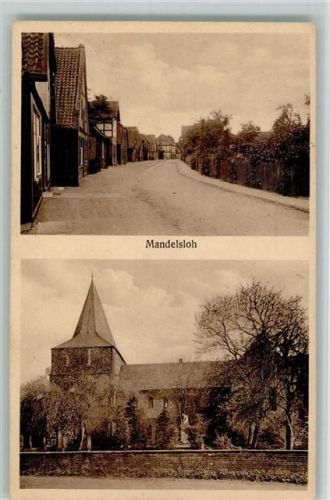 Mandelsloh 1931 Kirche und Strasse AK