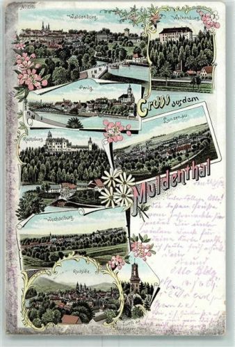 Lunzenau 1902 Muldenthal Waldenburg Wolkenburg Penig Lunzenau Rochsburg Wechselburg Rochlitz Turm auf dem Rochlitzer Berg
