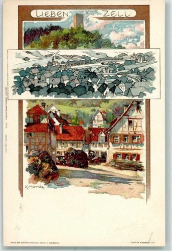 W7263 Bad Liebenzell Lithographie Velten Verlag Nr. 45 AK Mutter, K. 1898 Karte beschädigt