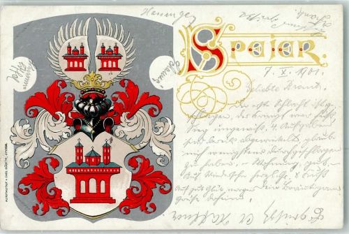 67346 W6720 Speyer 1901 Lithographie Wappen