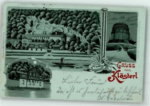 93309 W8420 Klösterl , Niederbay 1901 Lithographie / Mondschein Befreiungshalle