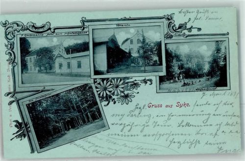 Syke 1899 F. glockmanns Hotel Zum Schützenhause Wolfsschlucht Im Friedholze