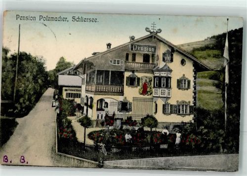 83727 W8162 Schliersee 1913 - Pension Polzmacher Lüftlmalerei Windspiel