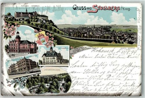 Stollberg 1899 Steinbruchanlagen Realschule Postgebäude Rathaus Schloß Höheneck