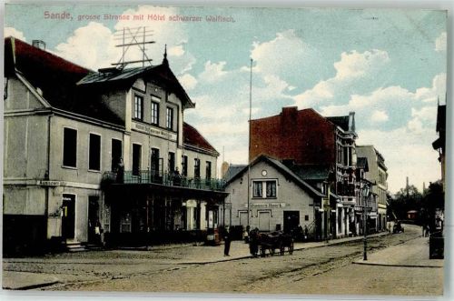 21423 W2090 Sande 1911 Gebrauchsspuren Grosse Straße Hotel schwarzer Walfisch