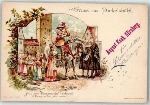 Dinkelsbühl 1898 Kinderzeche Festzug Reiter Uniform sign Meier