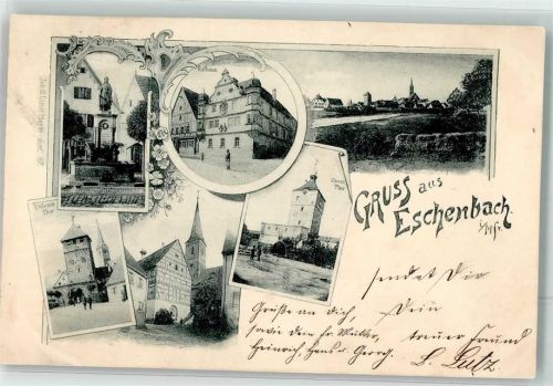 Eschenbach 1897 Oberes Tor Wolfram-Denkmal Rathaus Unteres Tor