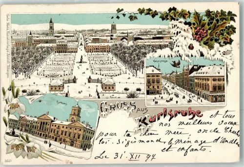 Karlsruhe 1898 Kaiserstraße Rathaus