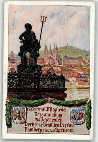 Bamberg 1913 Versammlung d.Bayerischen Verkehrs-Beamten-Vereins Brunnen