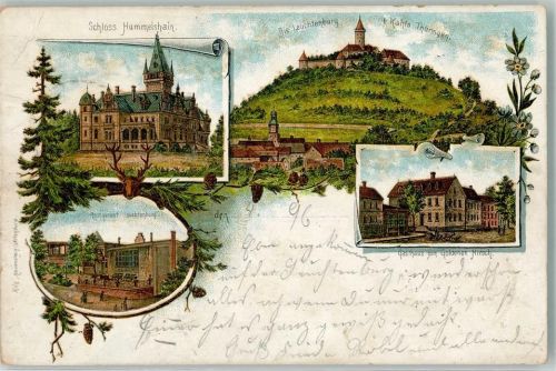 Kahla 1896 Leuchtenburg Gasthaus z. Goldenen Hirsch Schloß Hummelshain