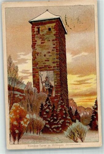 W7730 Villingen -Schwenningen Romäus Turm Rückseite Stempel: Gewerbe-Ausstellung Liebich C. 1907