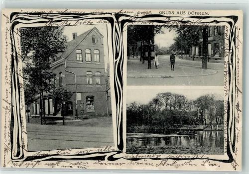 Döhren 1908 Geschäftshaus Emailleschild Straßenbahn