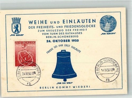 Schöneberg 1950 Weihe und Einläuten der Friedensglocke