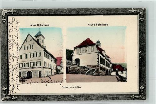 75339 W7545 Höfen an der Enz 1920 Prägedruck Altes und Neues Schulhaus Passepartout