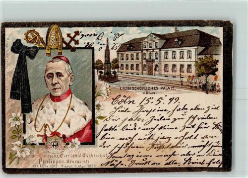 Köln Altstadt-Süd 101 1899 Se. Eminenz Kardinal Erzbischof Philippus Krementz Erzbischöfliches Palais Trauerschleife