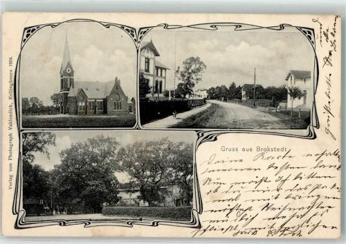 Brokstedt 1903 Kirche Gruss
