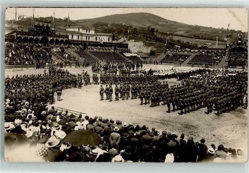 Sarajevo Sarajewo Privatfoto AK Stadion Soldaten Uniform Ort handschriftlich