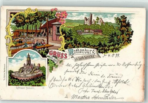 Rothenburg 1899 Kyffhäuser Denkmal Gasthaus Rothenburg Gartenwirtschaft Selten