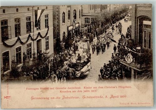 Eckernförde 1899 Jubelfeier 5.4.1899 Festzug Festwagen Handel und Gewerbe