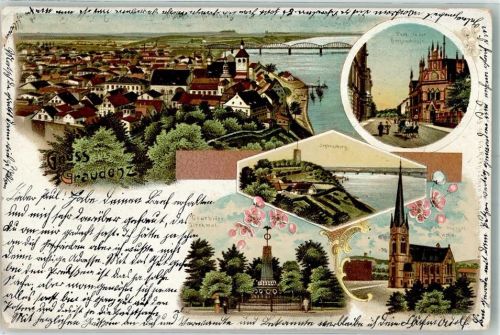 Graudenz Grudziadz 1902 - Postamt Schlossberg Denkmal Ev. Kirche Stauchung