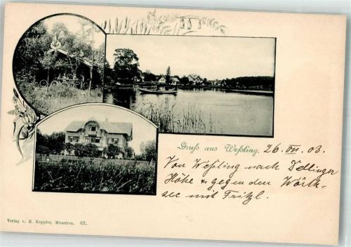 82234 W8031 Weßling , Oberbay 1903 - Weßlinger See Ruderboot Seehütte