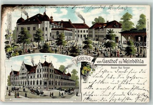Weinböhla 1903 Gasthaus zu Weinböhla Gartenwirtschaft Bahnpost Leipzig Dresden Zg. 475