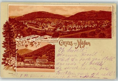 Höfen 1899 Gasthaus Pension Zum Ochsen Carl Lustnauer vorm. Lörcher