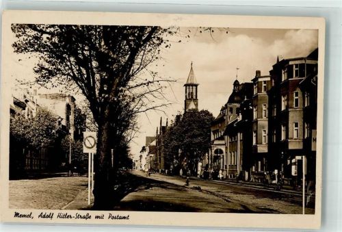 Memel WK II Adolf Hitler Straße mit Postamt
