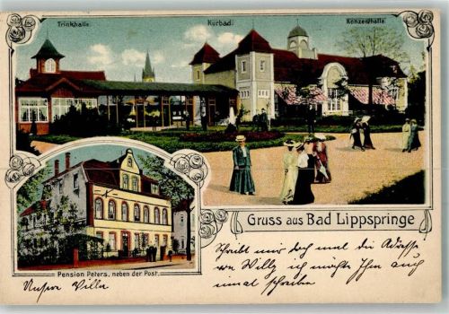 Bad Lippspringe 1915 Pension Peters Trinkhalle Kurbad Konzerthalle