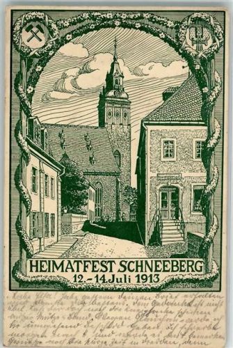 Schneeberg 1913 Heimatfest Schneeberg 1913 St. Wolfgangskirche sign. Major
