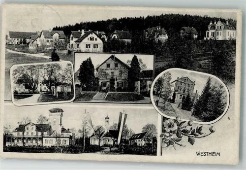 Westheim Bahnhofsgasthaus Dorfstraße Kirche Fahne